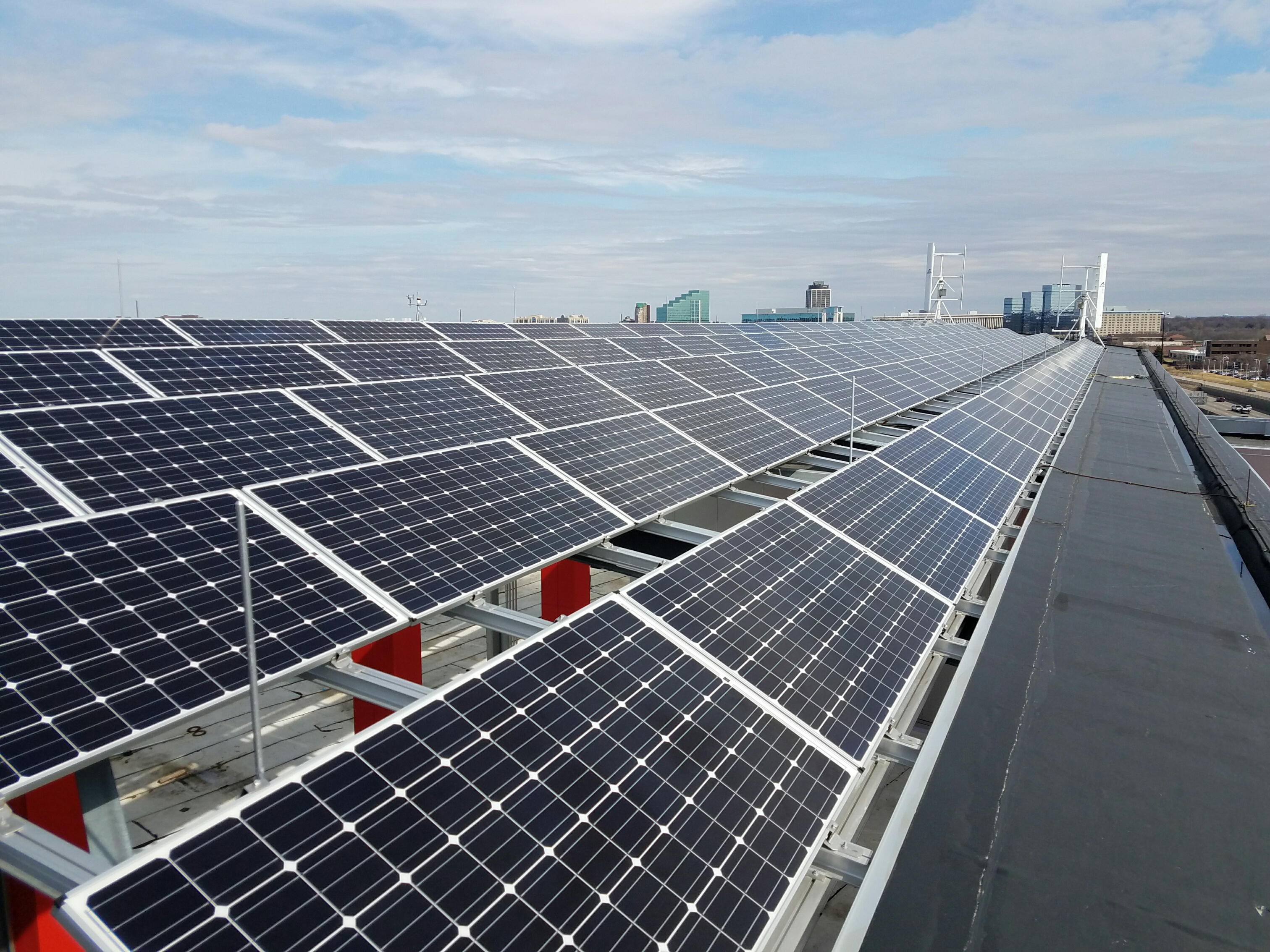 Solar panels on a roof.