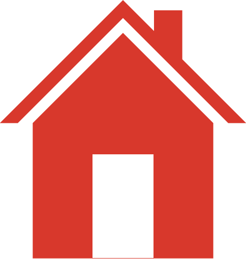 A vector graphic of a house in the color red