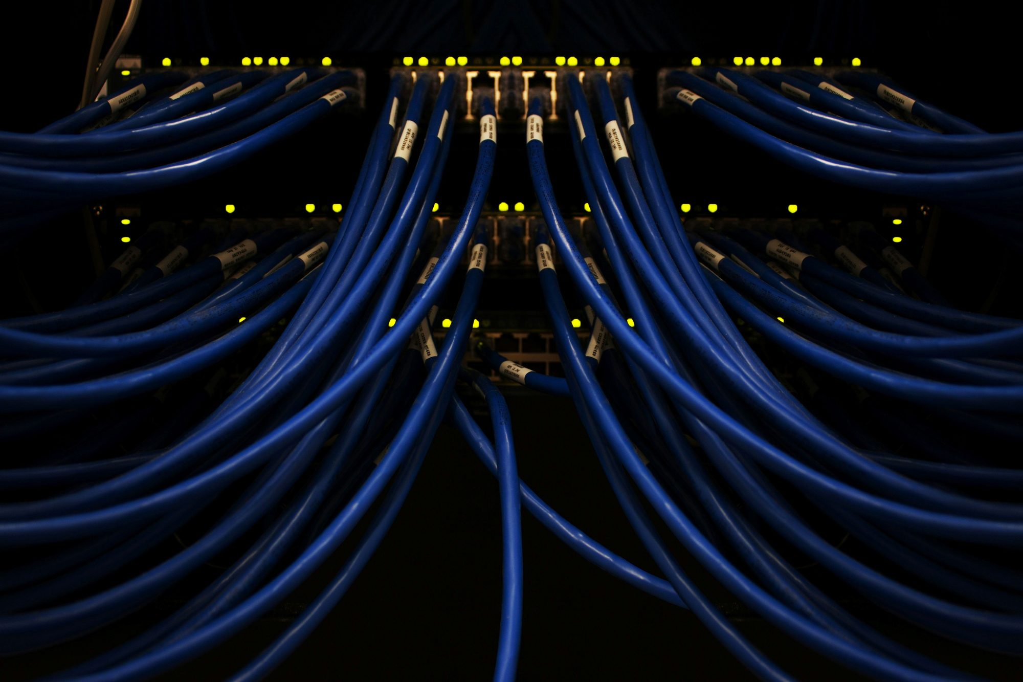 Wires connect servers within a data center