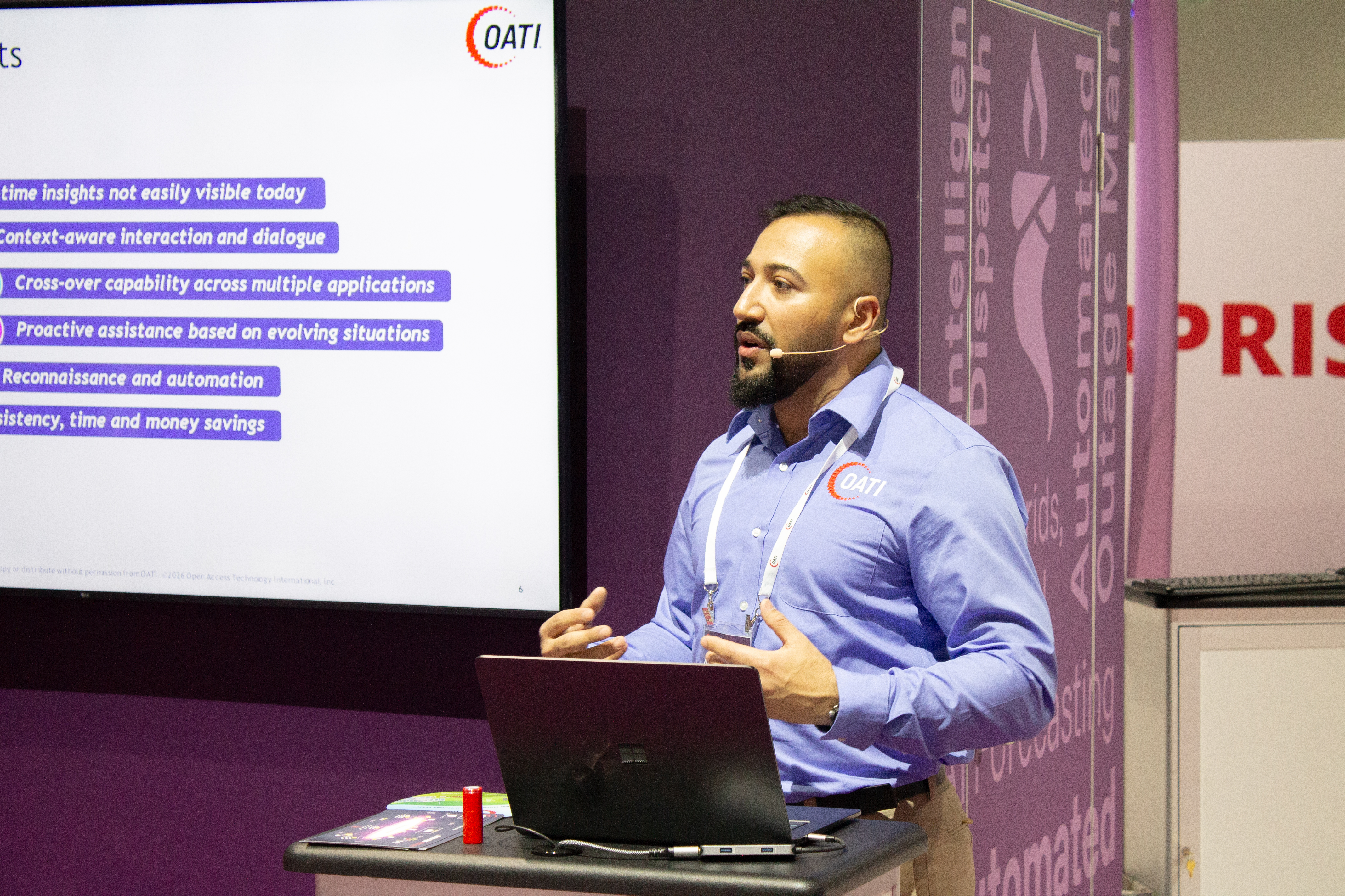 OATI's Abhi Thakur giving a presentation on OATI AI Genie.