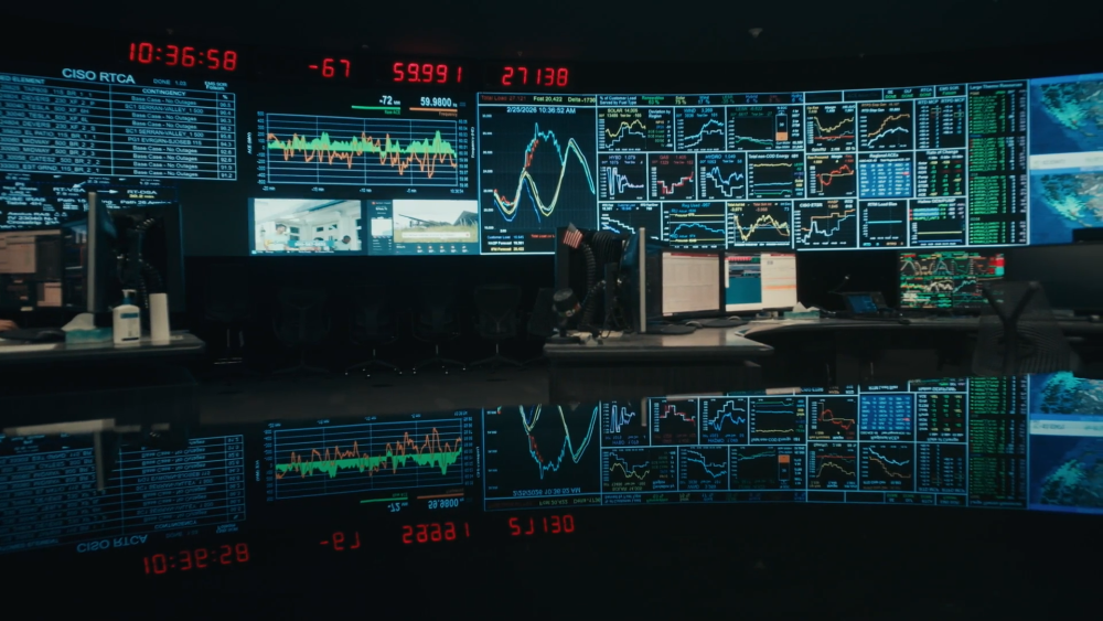 Monitors inside the California ISO control room.