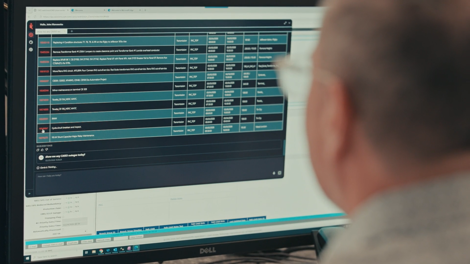 A California ISO operator uses OATI AI Genie in the control room.