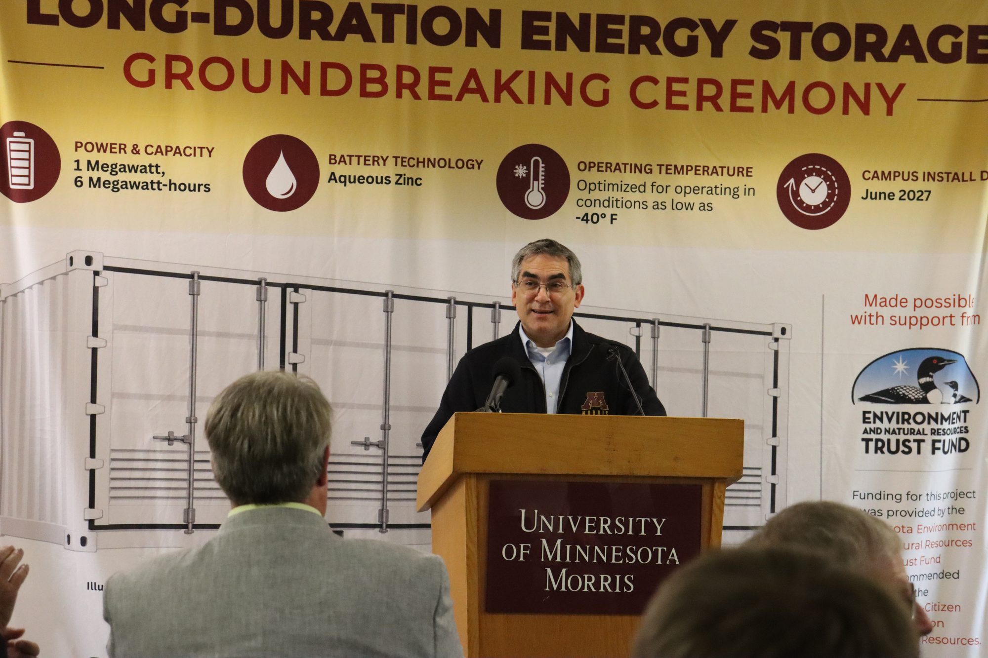 Michael Rodriguez, Chancellor of the University of Minnesota Morris, welcomes guests to the groundbreaking