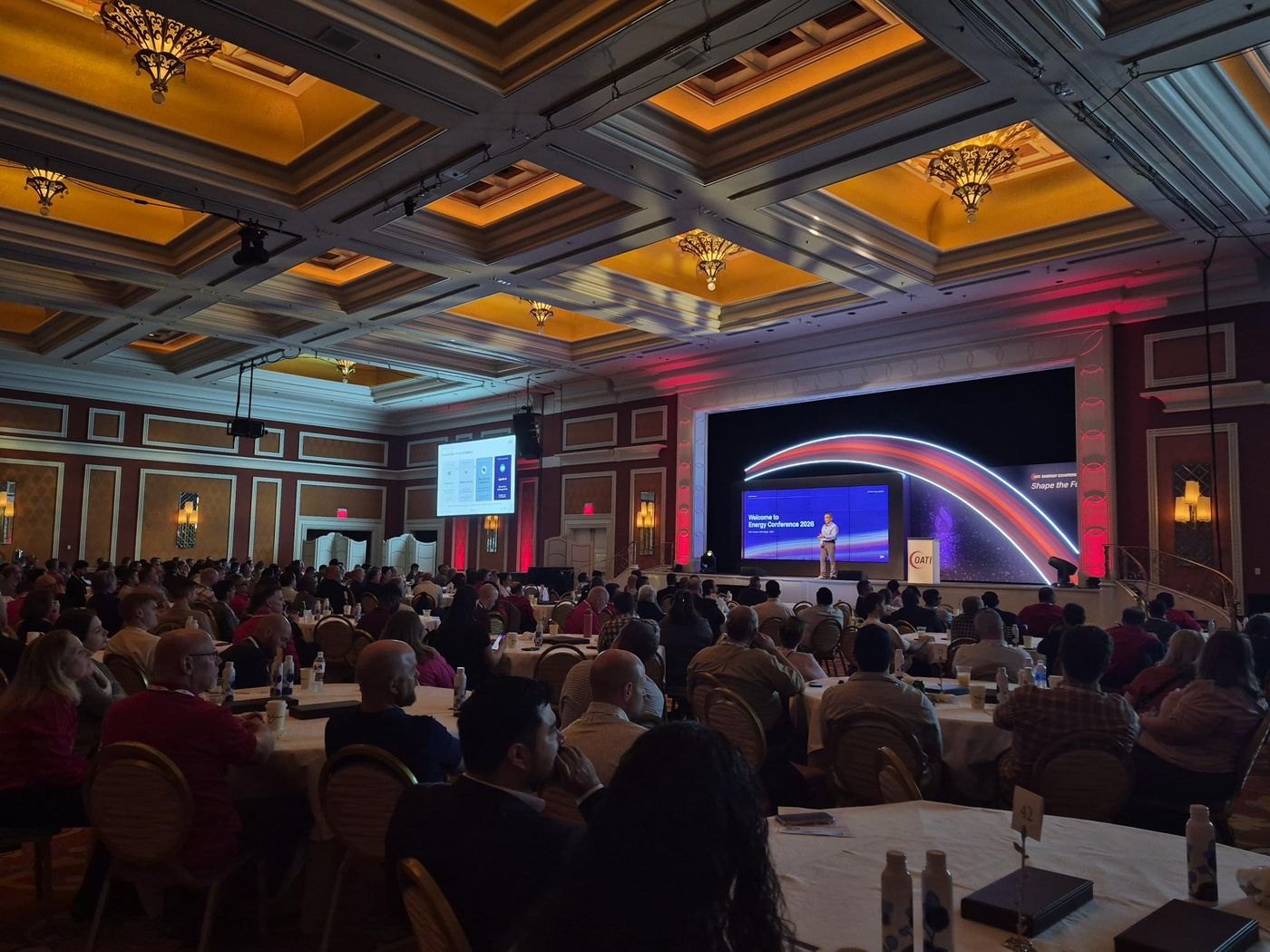 Sasan Mokhtari on stage in a full Latour 1-4 during the opening keynote