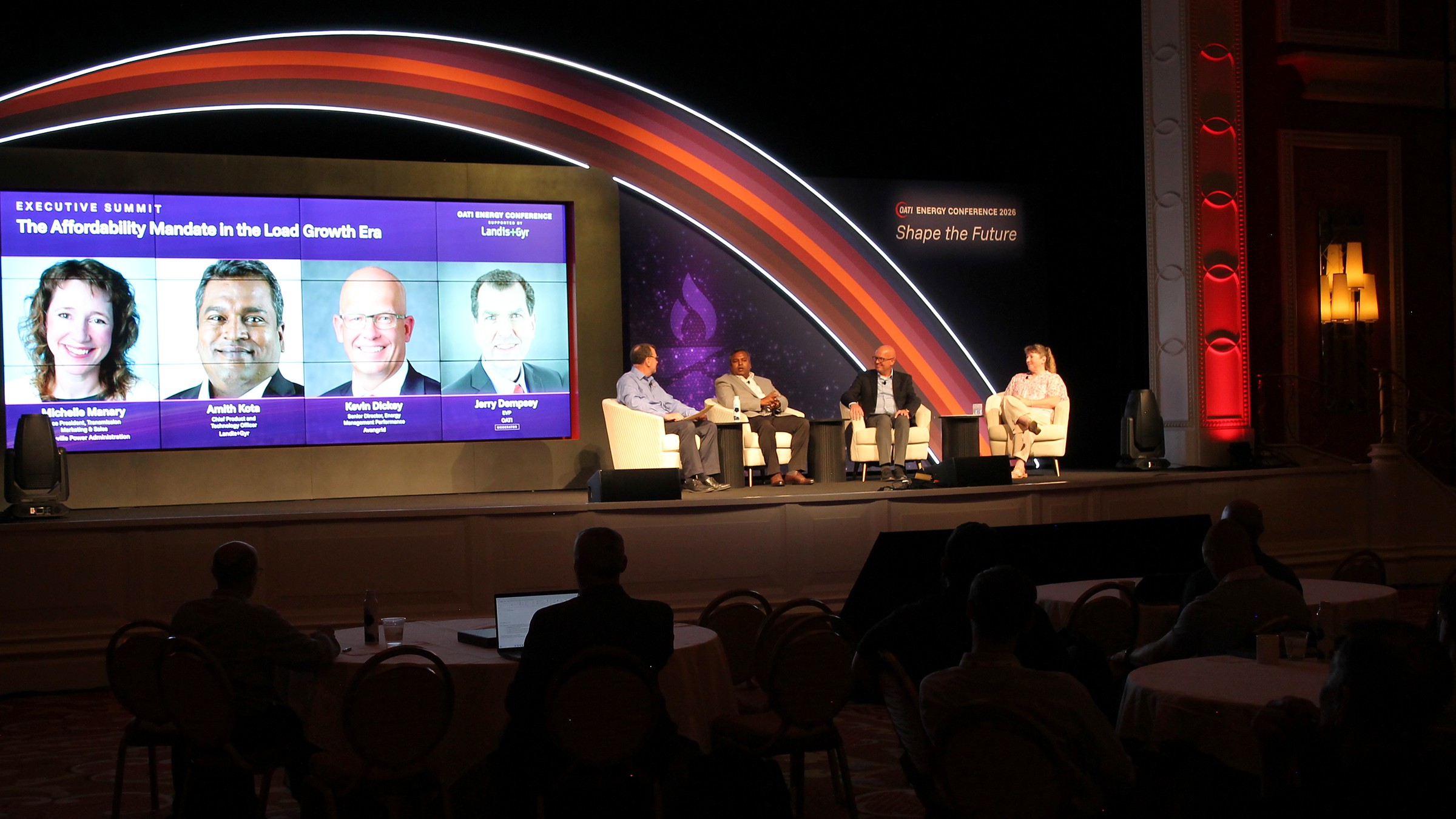 The Affordability Mandate panel on the Latour 1-4 stage at the Executive Summit, seen from the room