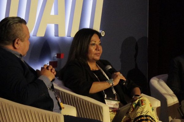 Maria Cullooyah of the Spokane Tribe of Indians speaking at the Tribal Leadership Roundtable