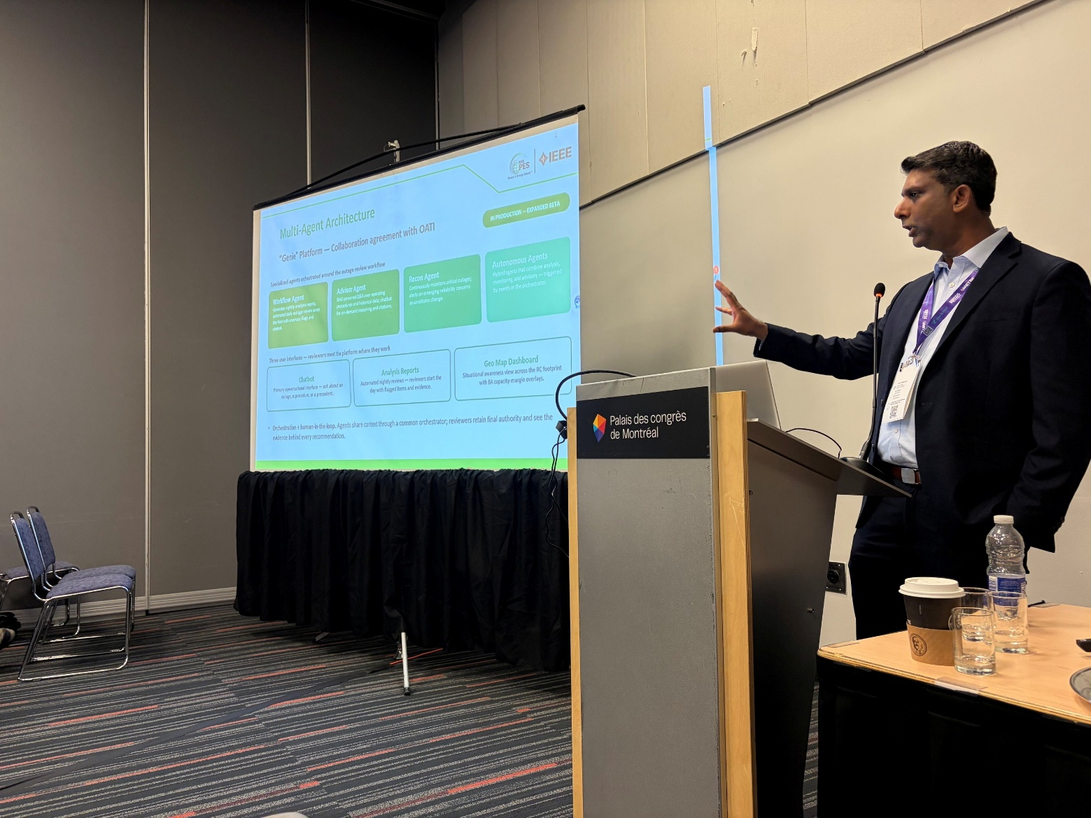 A man giving a presentation at IEEE PES
